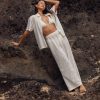 Eyelet Crush Beach Coverup Pants - Salt Crystal
